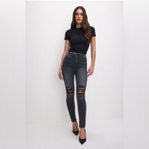 Good American Good Legs Black Distressed Sz 6-12